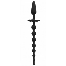 Чёрная анальная елочка с рукоятью в виде пробки No.54 Butt Plug with Anal Chain