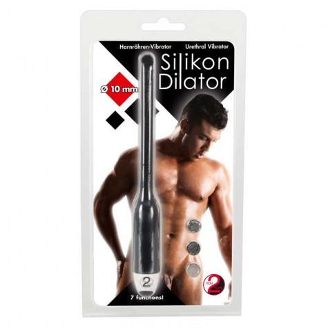 Чёрный вибратор для уретры Silikon Dilator